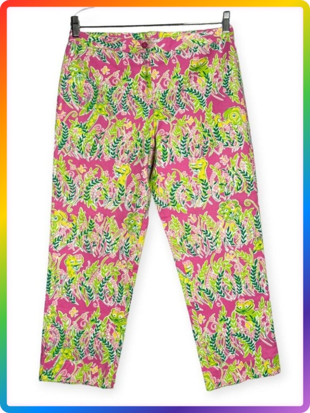 Lilly Pulitzer Millionaire's Row Jungle Cats Crop Pants SIZE 6 Pink Floral